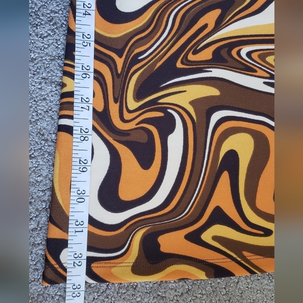 Garage women's psychedelic brown/orange pull-on high waisted flare leggings xs - Picture 3 of 8